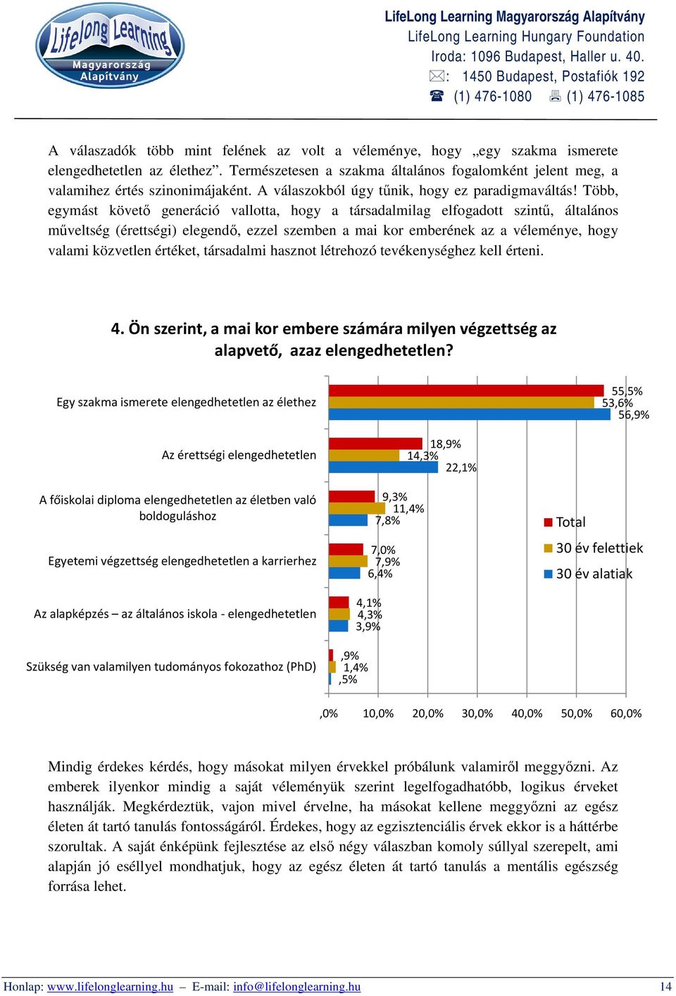 Több, egymást követő generáció vallotta, hogy a társadalmilag elfogadott szintű, általános műveltség (érettségi) elegendő, ezzel szemben a mai kor emberének az a véleménye, hogy valami közvetlen