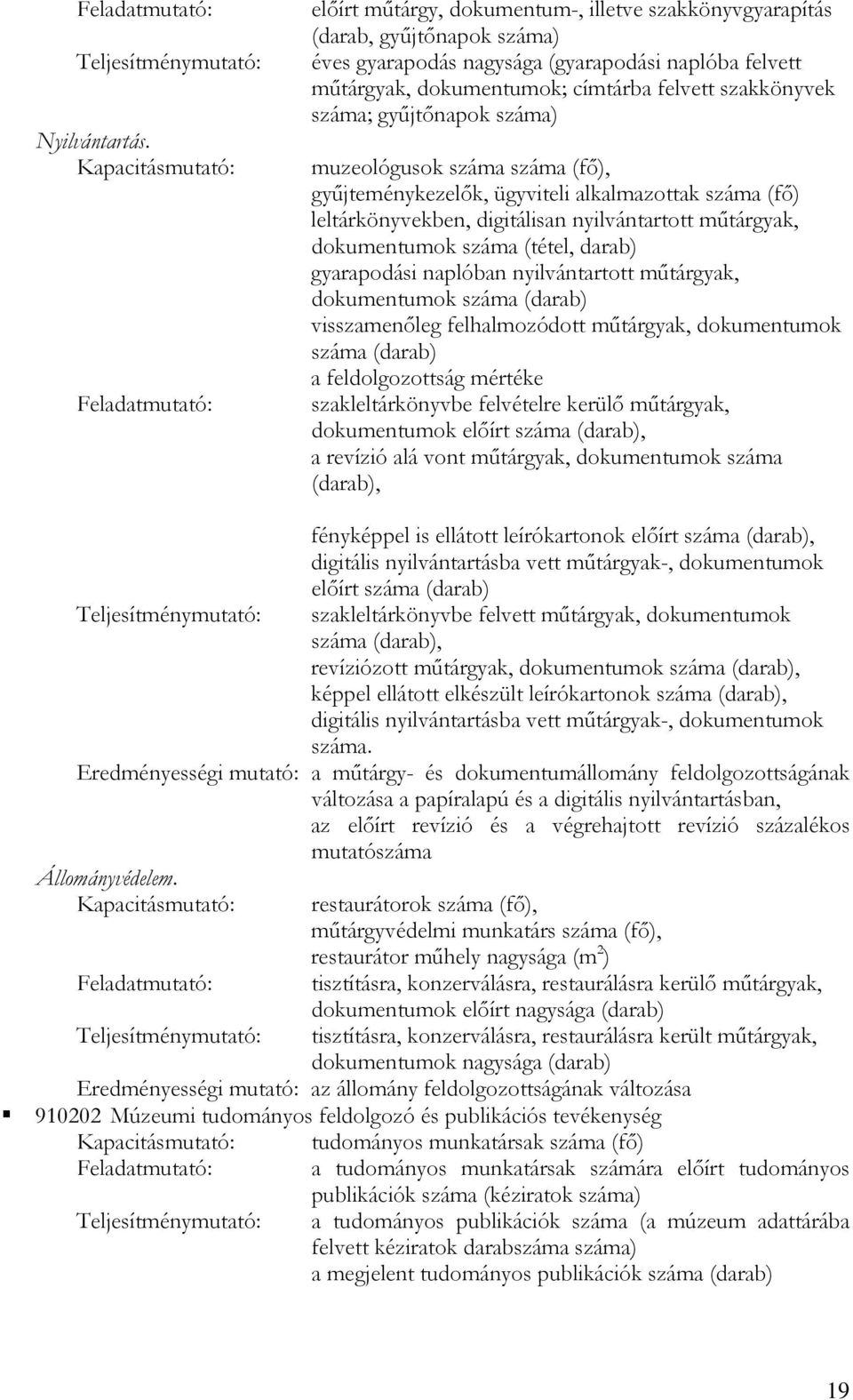 címtárba felvett szakkönyvek száma; gyűjtőnapok száma) muzeológusok száma száma (fő), gyűjteménykezelők, ügyviteli alkalmazottak száma (fő) leltárkönyvekben, digitálisan nyilvántartott műtárgyak,