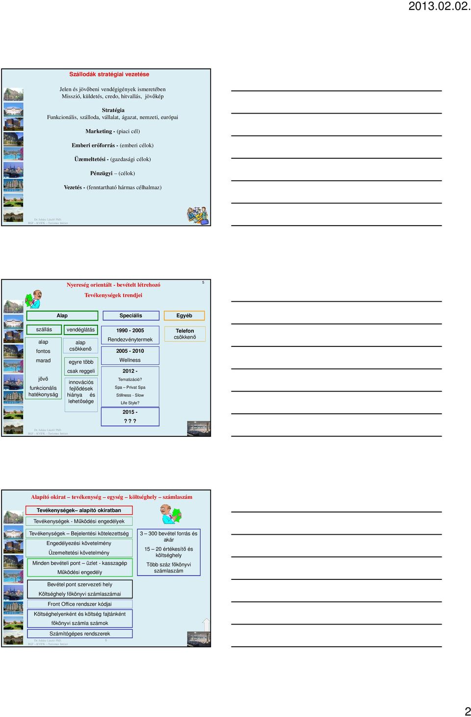 trendjei 5 Alap Speciális Egyéb szállás alap fontos vendéglátás alap csökkenő 1990-2005 Rendezvénytermek 2005-2010 Telefon csökkenő marad egyre több Wellness jővő funkcionális hatékonyság csak