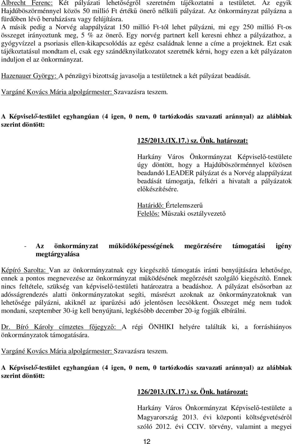 A másik pedig a Norvég alappályázat 150 millió Ft-tól lehet pályázni, mi egy 250 millió Ft-os összeget irányoztunk meg, 5 % az öner.