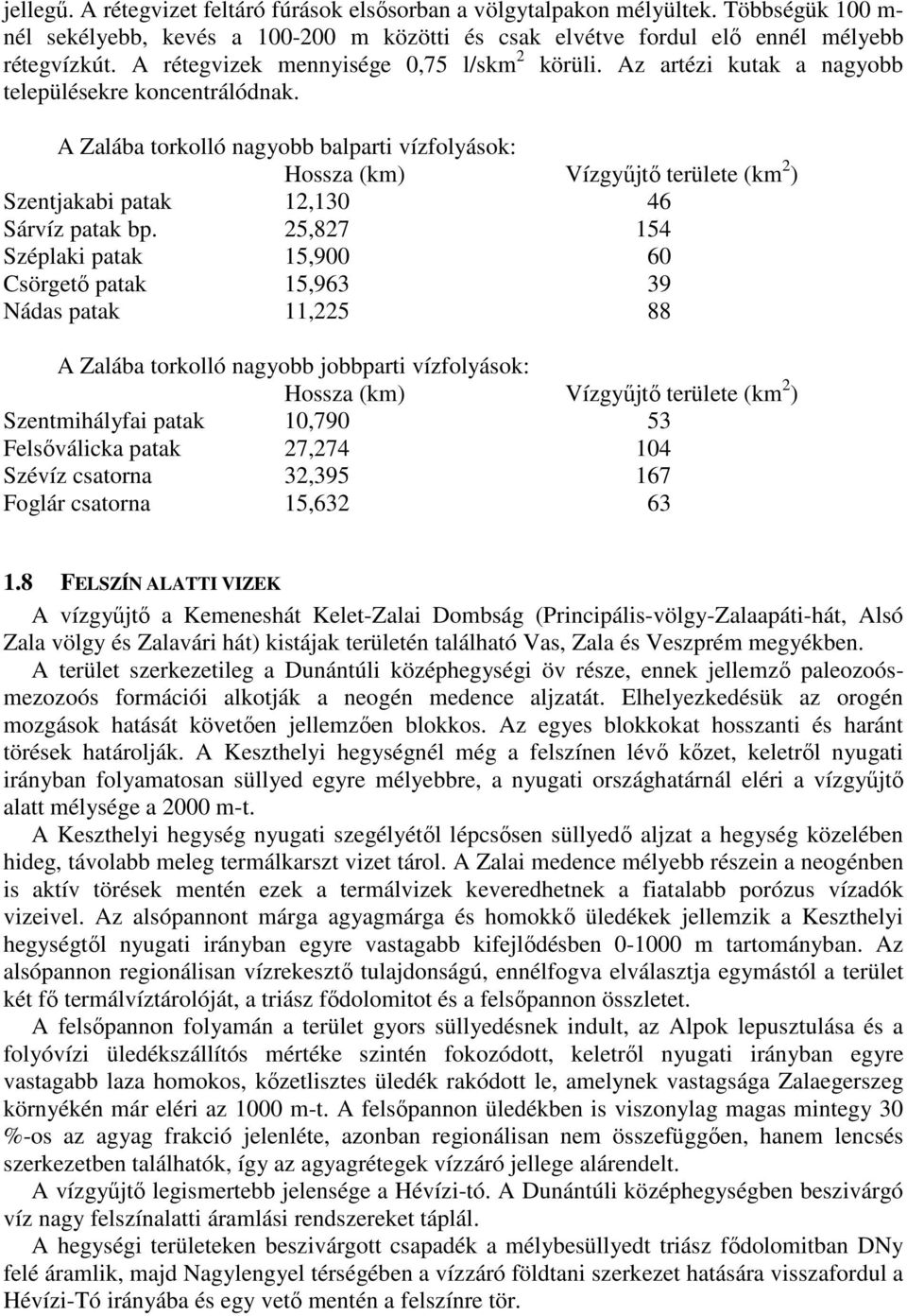 A Zalába torkolló nagyobb balparti vízfolyások: Hossza (km) Vízgyőjtı területe (km 2 ) Szentjakabi patak 12,130 46 Sárvíz patak bp.