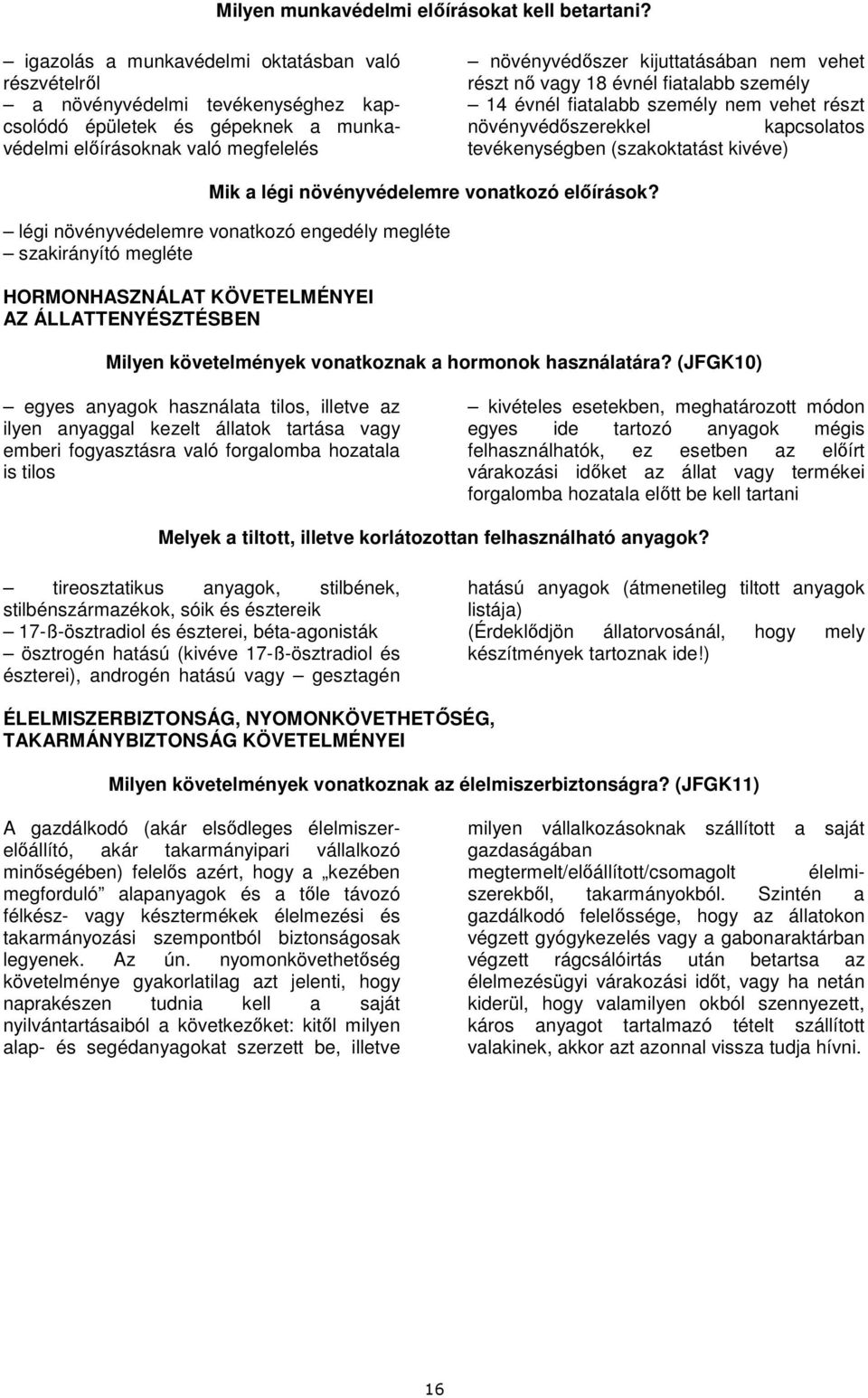 részt nı vagy 18 évnél fiatalabb személy 14 évnél fiatalabb személy nem vehet részt növényvédıszerekkel kapcsolatos tevékenységben (szakoktatást kivéve) Mik a légi növényvédelemre vonatkozó elıírások?