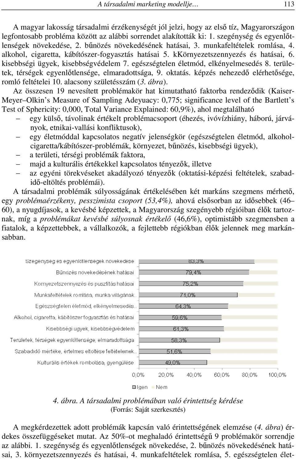 kisebbségi ügyek, kisebbségvédelem 7. egészségtelen életmód, elkényelmesedés 8. területek, térségek egyenlőtlensége, elmaradottsága, 9. oktatás. képzés nehezedő elérhetősége, romló feltételei 10.