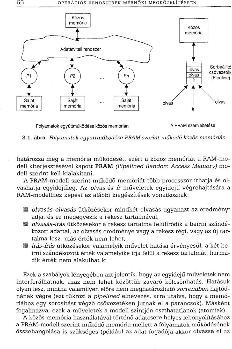 modell szerint kell kialakítani. A PRAM-modell szerint működő memóriát több processzor írhatja és olvashatja egyidejűleg.