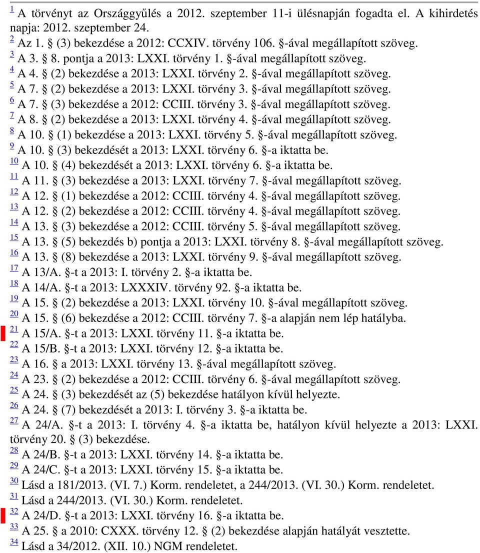 -ával megállapított szöveg. 6 A 7. (3) bekezdése a 2012: CCIII. törvény 3. -ával megállapított szöveg. 7 A 8. (2) bekezdése a 2013: LXXI. törvény 4. -ával megállapított szöveg. 8 A 10.