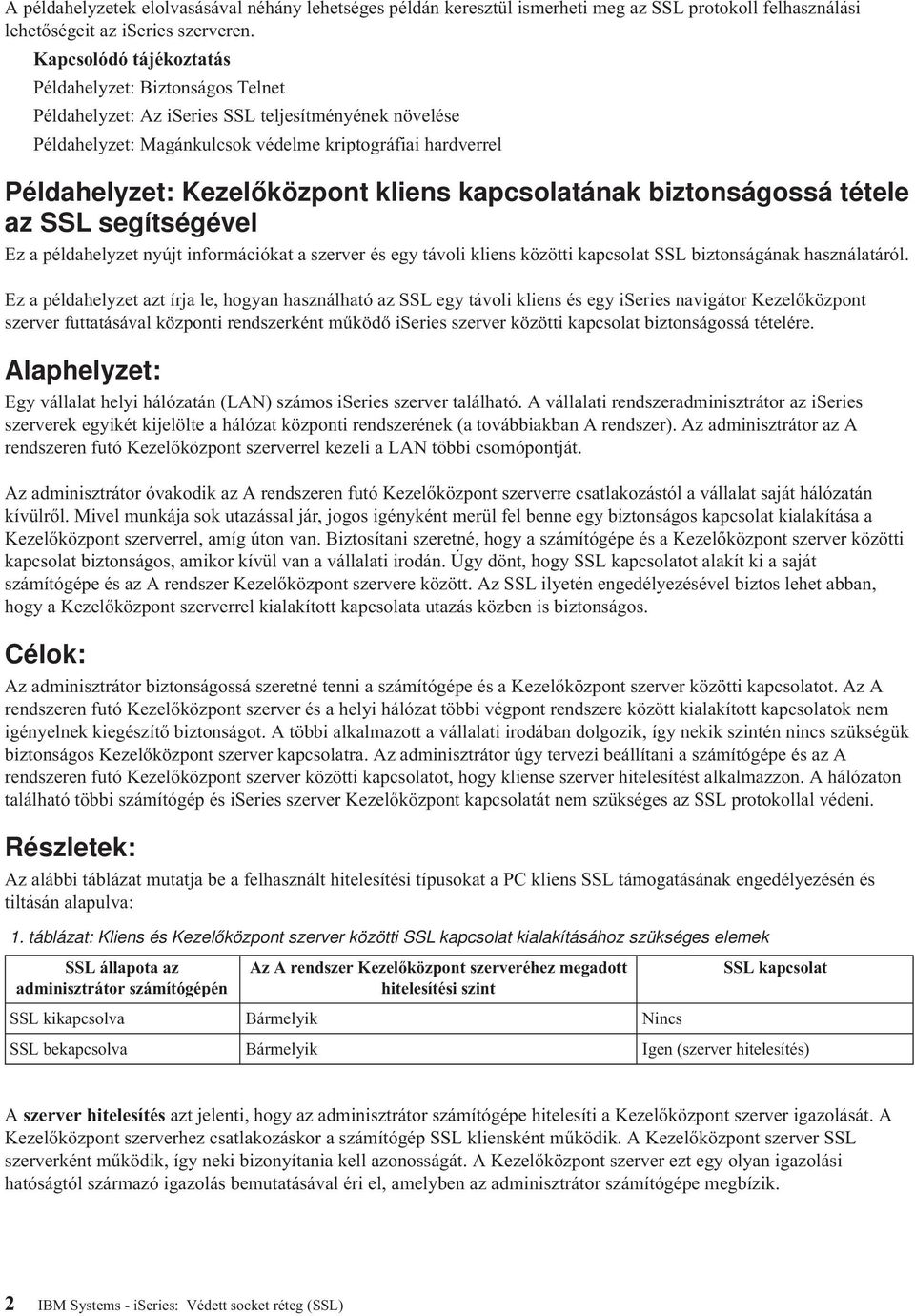 kliens kapcsolatának biztonságossá tétele az SSL segítségével Ez a példahelyzet nyújt információkat a szerver és egy távoli kliens közötti kapcsolat SSL biztonságának használatáról.