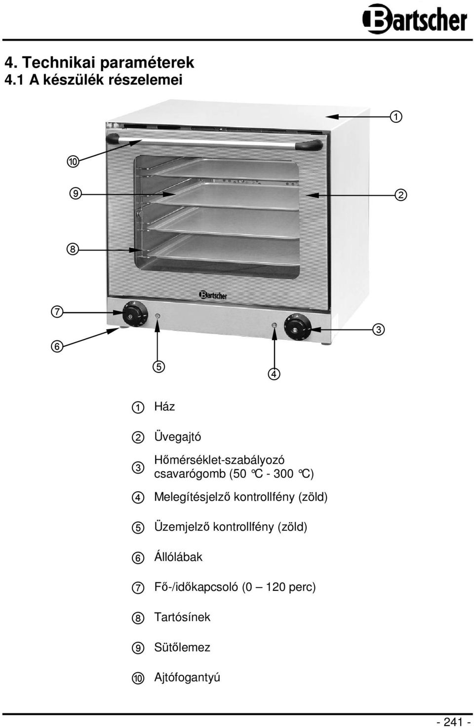 Hőmérséklet-szabályozó csavarógomb (50 C - 300 C) 4 Melegítésjelző