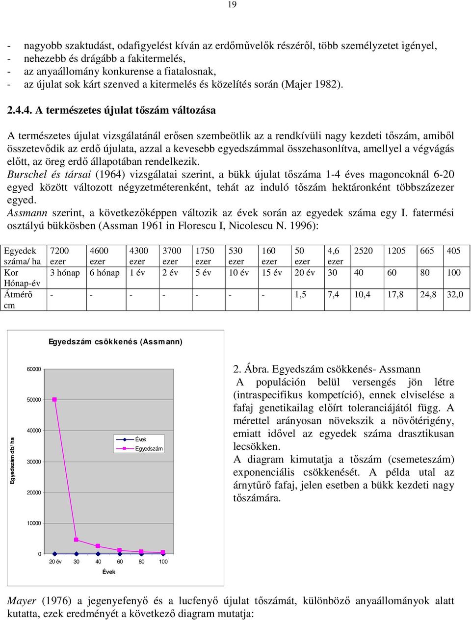 4. A természetes újulat tıszám változása A természetes újulat vizsgálatánál erısen szembeötlik az a rendkívüli nagy kezdeti tıszám, amibıl összetevıdik az erdı újulata, azzal a kevesebb egyedszámmal