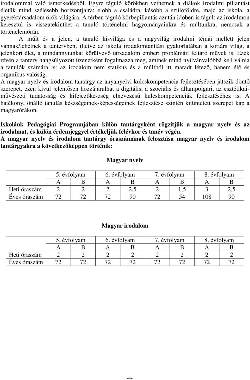 A térben táguló körbepillantás azután időben is tágul: az irodalmon keresztül is visszatekinthet a tanuló történelmi hagyományainkra és múltunkra, nemcsak a történelemórán.