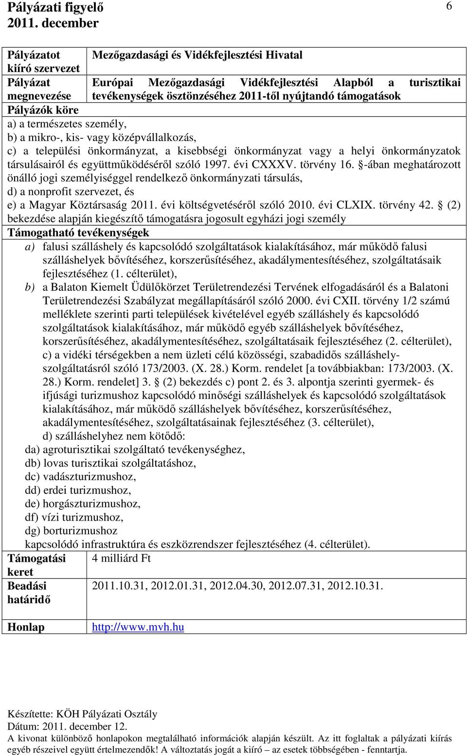 -ában meghatározott önálló jogi személyiséggel rendelkező önkormányzati társulás, d) a nonprofit szervezet, és e) a Magyar Köztársaság 2011. évi költségvetéséről szóló 2010. évi CLXIX. törvény 42.