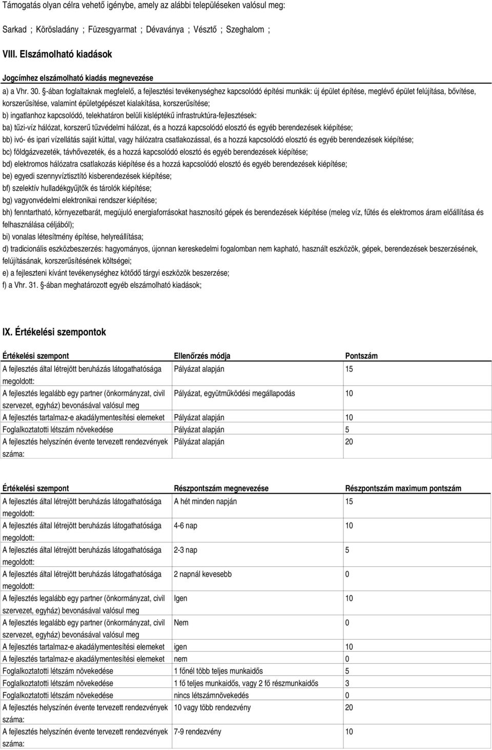 ában foglaltaknak megfelelő, a fejlesztési tevékenységhez kapcsolódó építési munkák: új épület építése, meglévő épület felújítása, bővítése, korszerűsítése, valamint épületgépészet kialakítása,