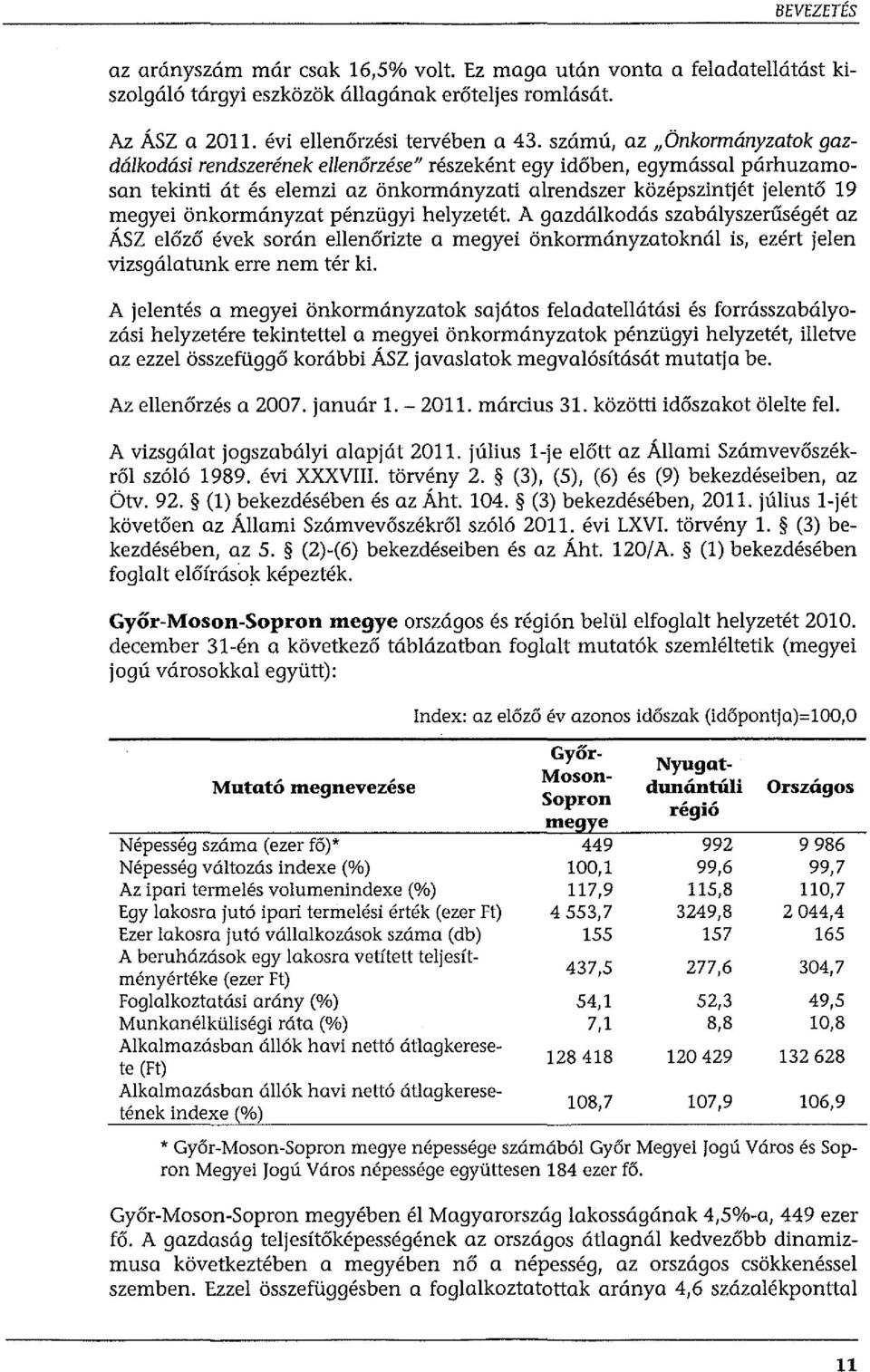 önkormányzat pénzügyi helyzetét A gazdálkodás szabályszerűségét az ÁSZ előző évek során ellenőrizte a megyei önkormányzatoknál is, ezért jelen vizsgálatunk erre nem tér ki.