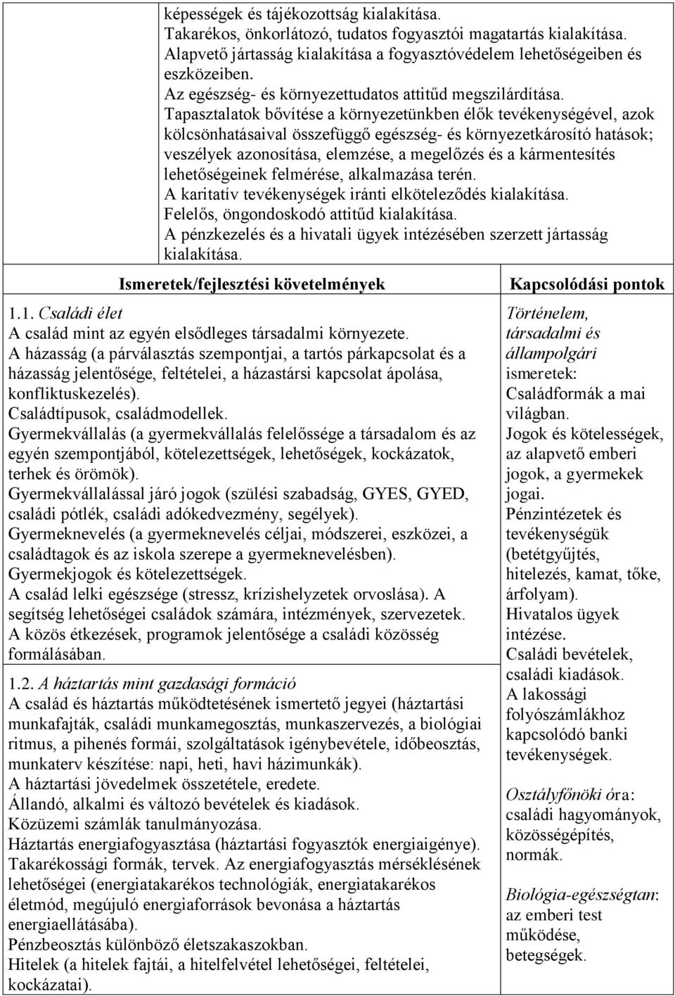 Tapasztalatok bővítése a környezetünkben élők tevékenységével, azok kölcsönhatásaival összefüggő egészség- és környezetkárosító hatások; veszélyek azonosítása, elemzése, a megelőzés és a