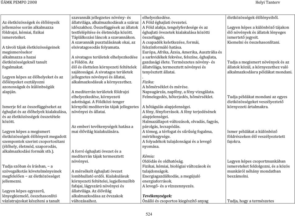 Ismerje fel az összefüggéseket az éghajlat és az élőhelyek kialakulása, és az életközösségek összetétele között.