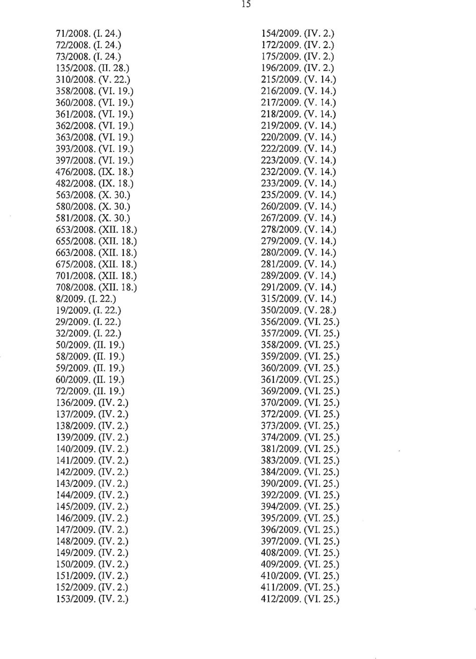 (XII. 18.) 70112008. (XII. 18.) 708/2008. (XII. 18.) 8/2009. (I. 22.) 19/2009. (I. 22.) 29/2009. (I. 22.) 32/2009. (I. 22.) 50/2009. (II. 19.) 58/2009. (II. 19.) 59/2009. (II. 19.) 60/2009. (II. 19.) 72/2009.