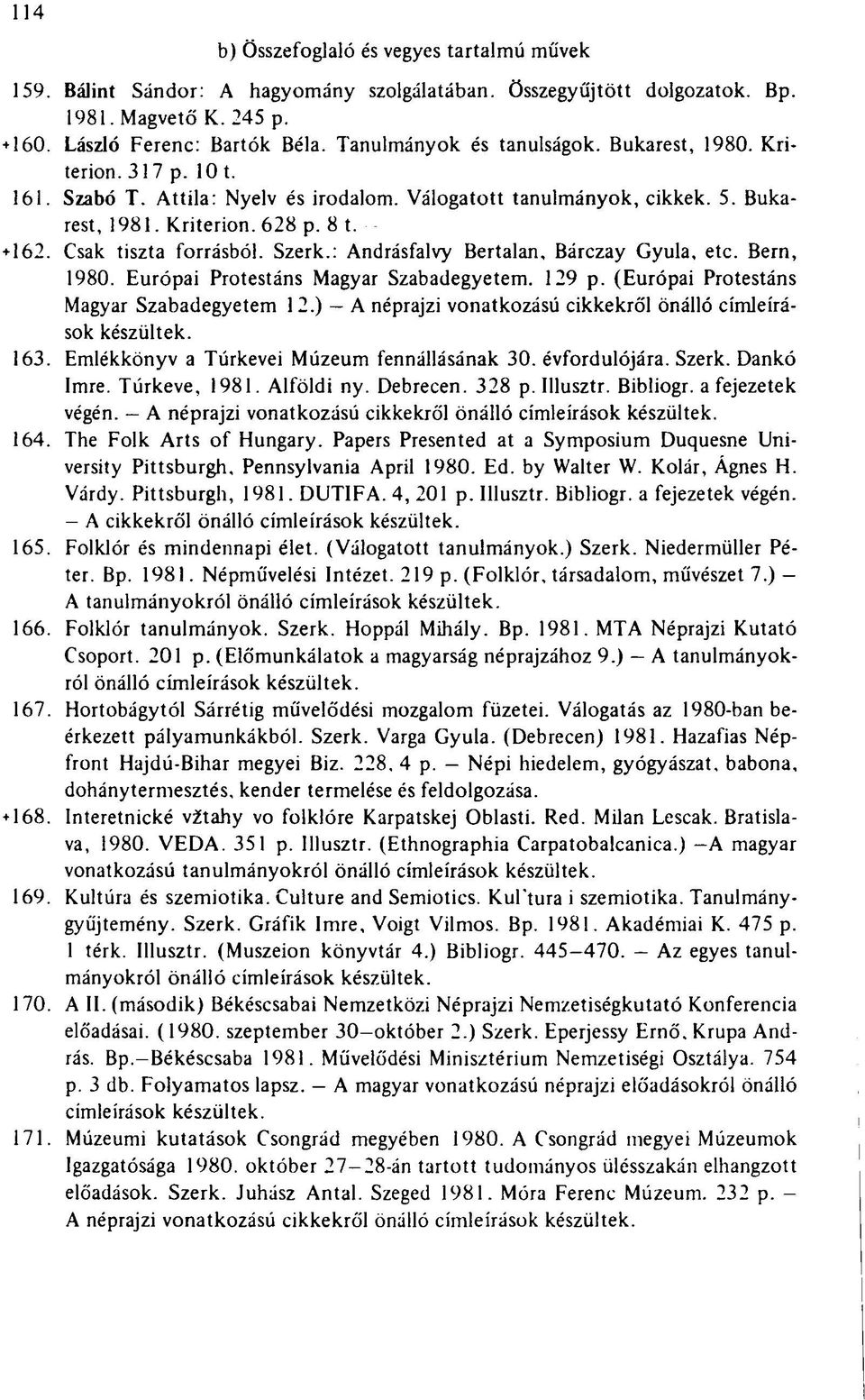 8 t. Csak tiszta forrásból. Szerk.: Andrásfalvy Bertalan, Bárczay Gyula, etc. Bern, 1980. Európai Protestáns Magyar Szabadegyetem. 129 p. (Európai Protestáns Magyar Szabadegyetem 12.