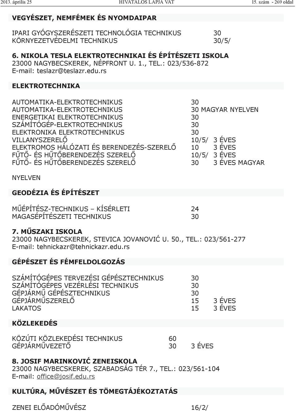 rs ELEKTROTECHNIKA AUTOMATIKA-ELEKTROTECHNIKUS 30 AUTOMATIKA-ELEKTROTECHNIKUS 30 MAGYAR NYELVEN ENERGETIKAI ELEKTROTECHNIKUS 30 SZÁMÍTÓGÉP-ELEKTROTECHNIKUS 30 ELEKTRONIKA ELEKTROTECHNIKUS 30