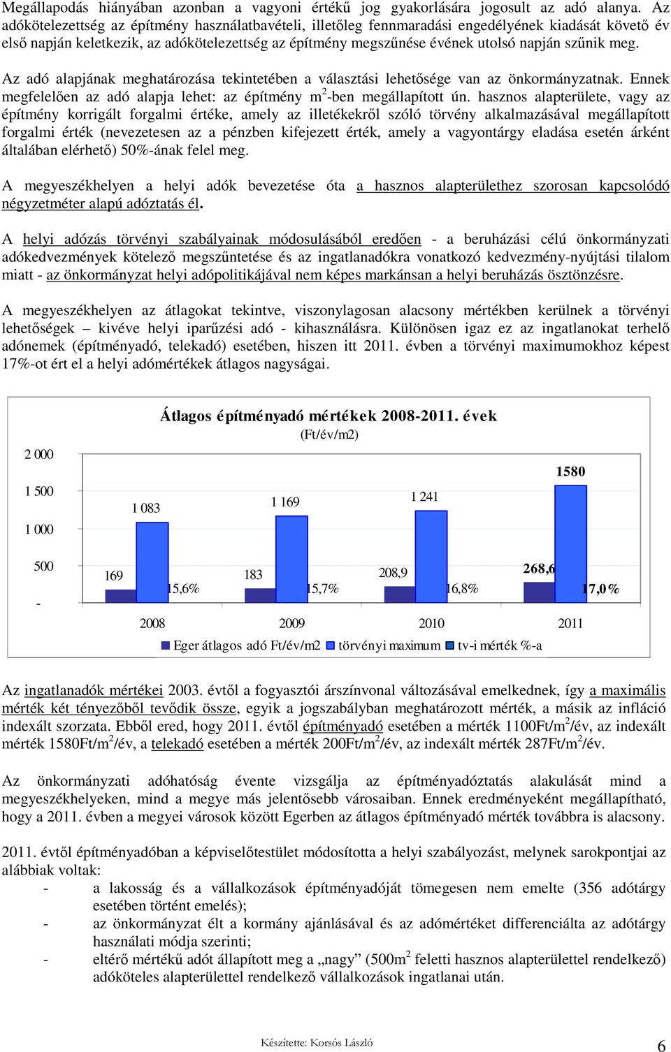 szőnik meg. Az adó alapjának meghatározása tekintetében a választási lehetısége van az önkormányzatnak. Ennek megfelelıen az adó alapja lehet: az építmény m 2 -ben megállapított ún.