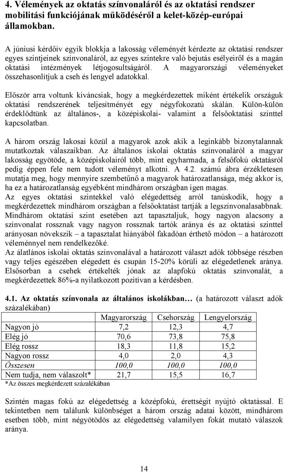 létjogosultságáról. A magyarországi véleményeket összehasonlítjuk a cseh és lengyel adatokkal.