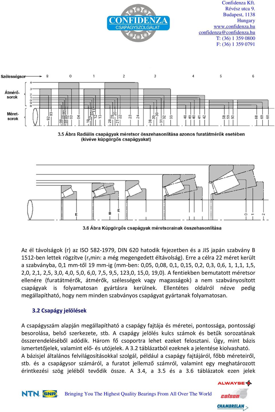 A fentiekben bemutatott méretsor ellenére (furatátmérők, átmérők, szélességek vagy magasságok) a nem szabványosított csapágyak is folyamatosan gyártásra kerülnek.