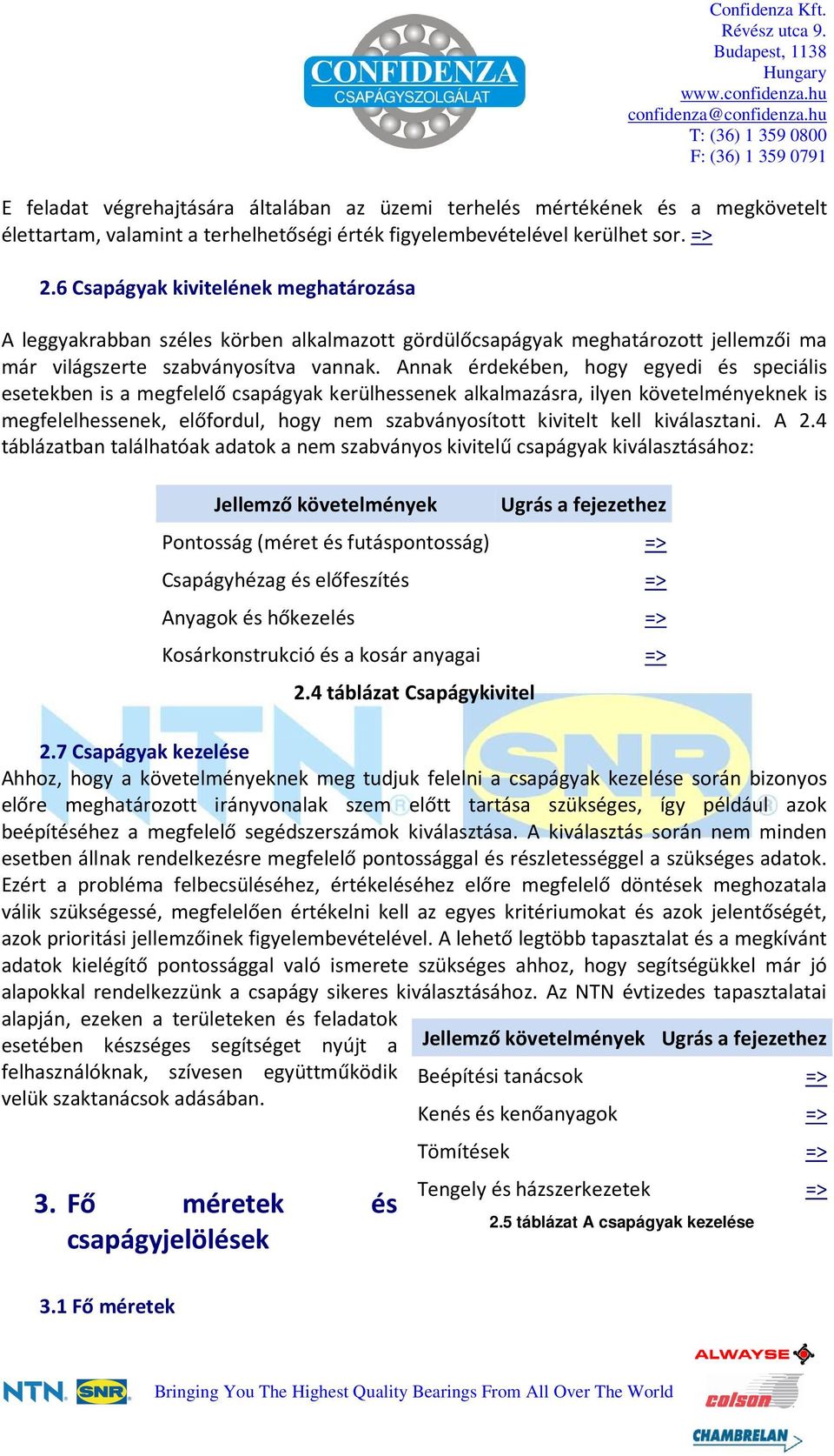 Annak érdekében, hogy egyedi és speciális esetekben is a megfelelő csapágyak kerülhessenek alkalmazásra, ilyen követelményeknek is megfelelhessenek, előfordul, hogy nem szabványosított kivitelt kell