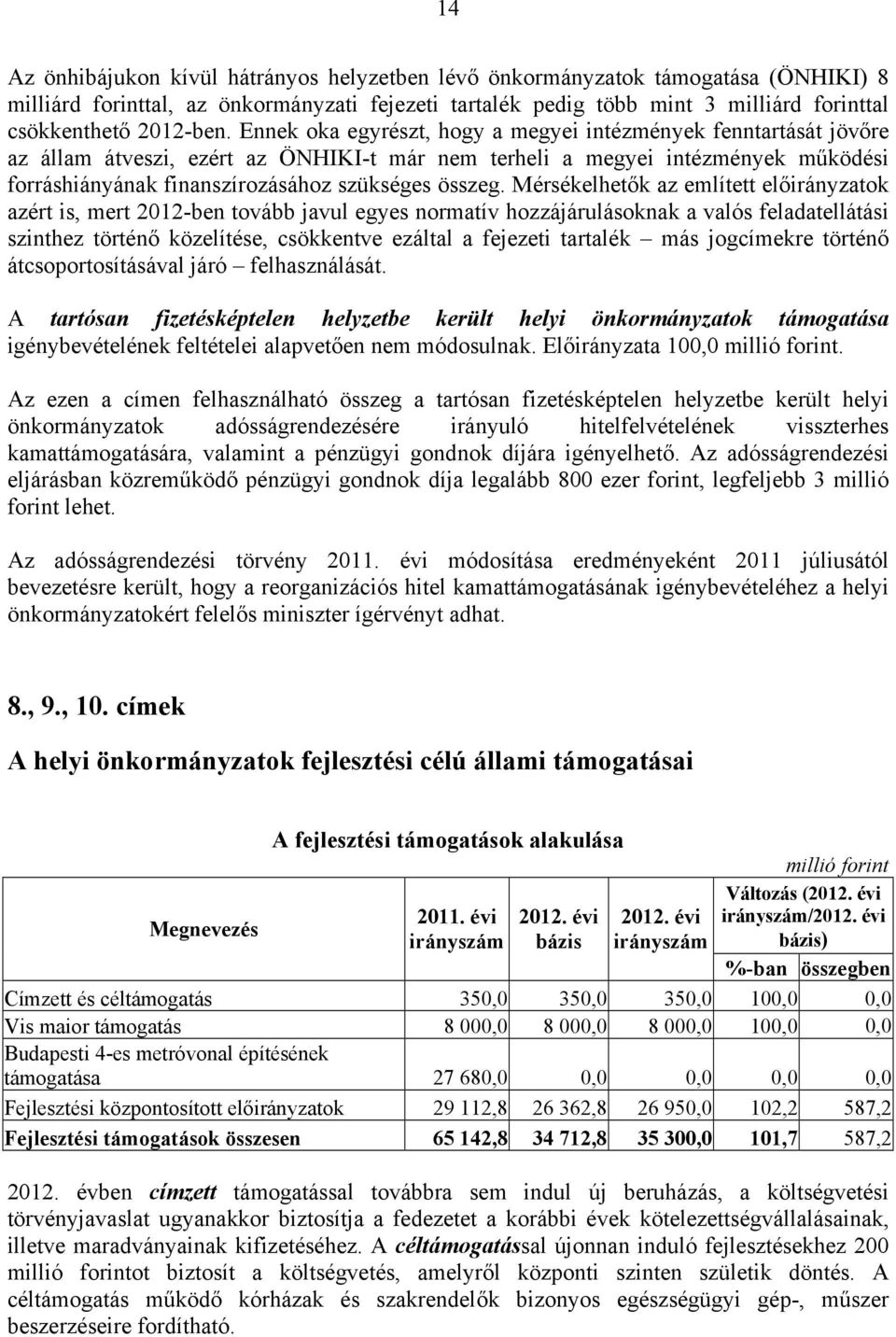 Ennek oka egyrészt, hogy a megyei intézmények fenntartását jövőre az állam átveszi, ezért az ÖNHIKI-t már nem terheli a megyei intézmények működési forráshiányának finanszírozásához szükséges összeg.