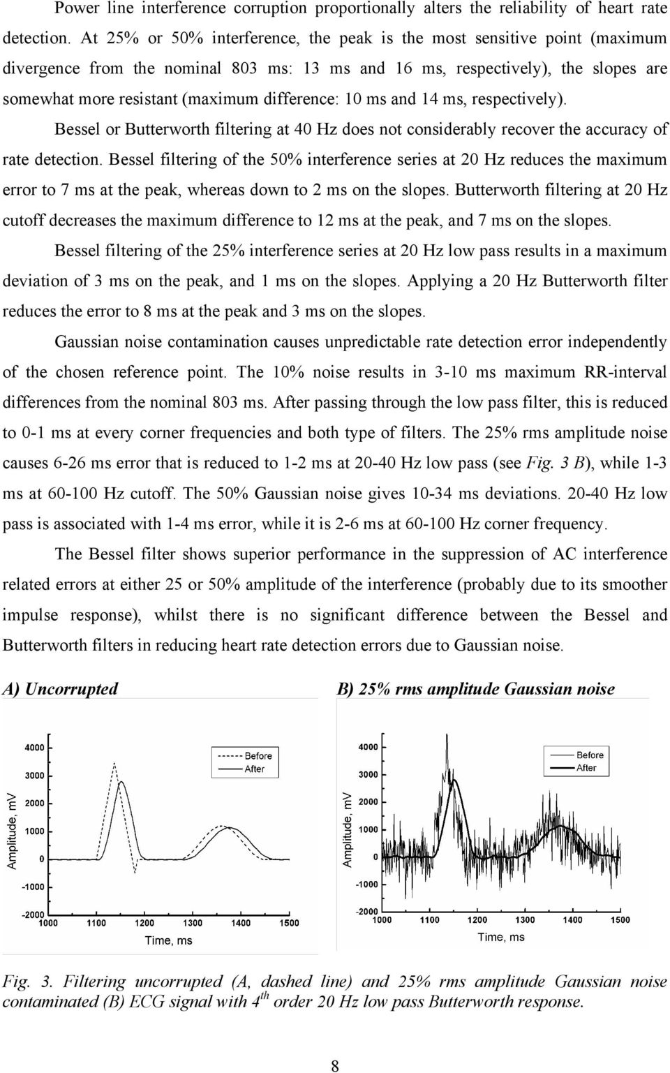 difference: 10 ms and 14 ms, respectively). Bessel or Butterworth filtering at 40 Hz does not considerably recover the accuracy of rate detection.