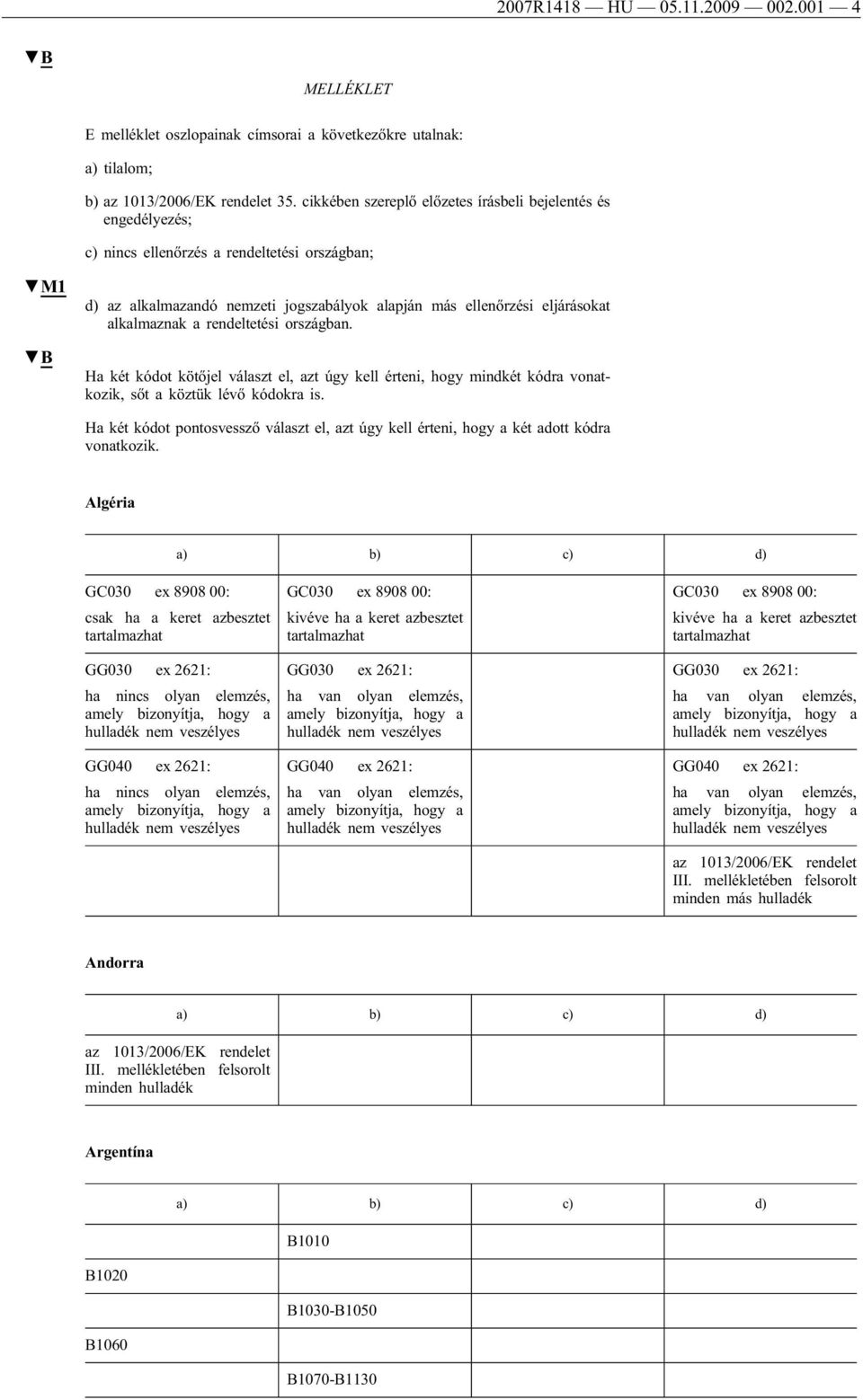 alkalmaznak a rendeltetési országban. Ha két kódot kötőjel választ el, azt úgy kell érteni, hogy mindkét kódra vonatkozik, sőt a köztük lévő kódokra is.