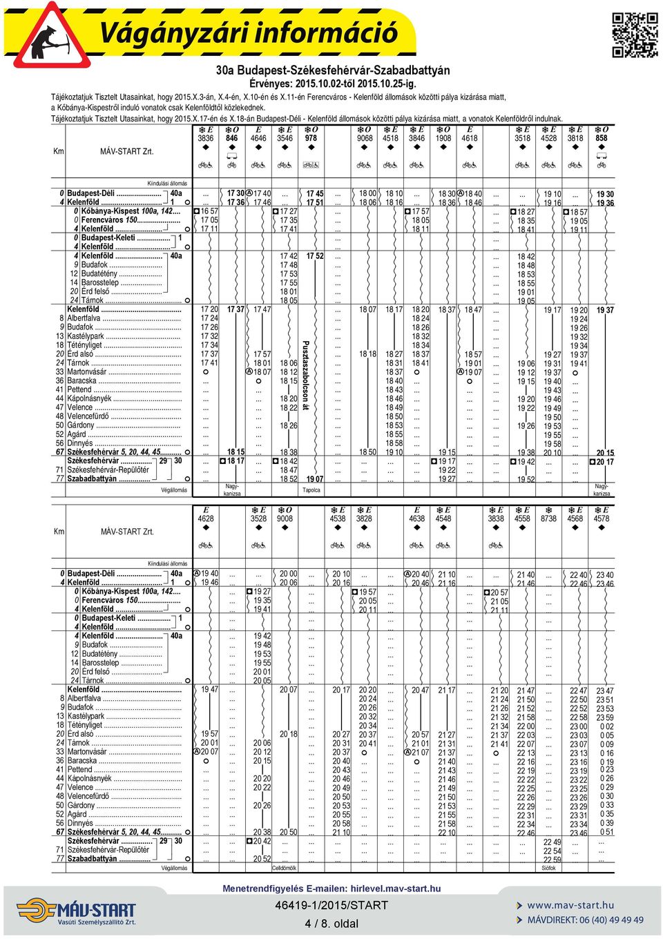 -án Budapes-Dél - Kelenföld állomások közö pálya kzárása m, a vonok Kelenföldről ndulnak. a a a a 3 35 7 5 3 1 35 3 MÁV-START Zr. < a 5 2 5 Budapes-Dél.. Kelenföld. 1 Kőbánya-Kspes 1a, 12.