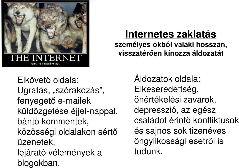 sértő üzenetek, lejárató vélemények a blogokban.