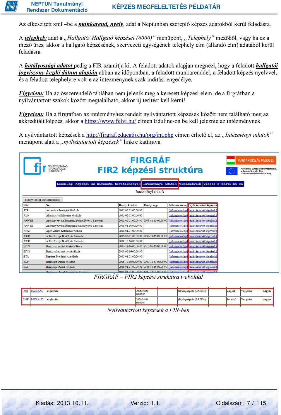 kerül feladásra. A hatályossági adatot pedig a FIR számítja ki.