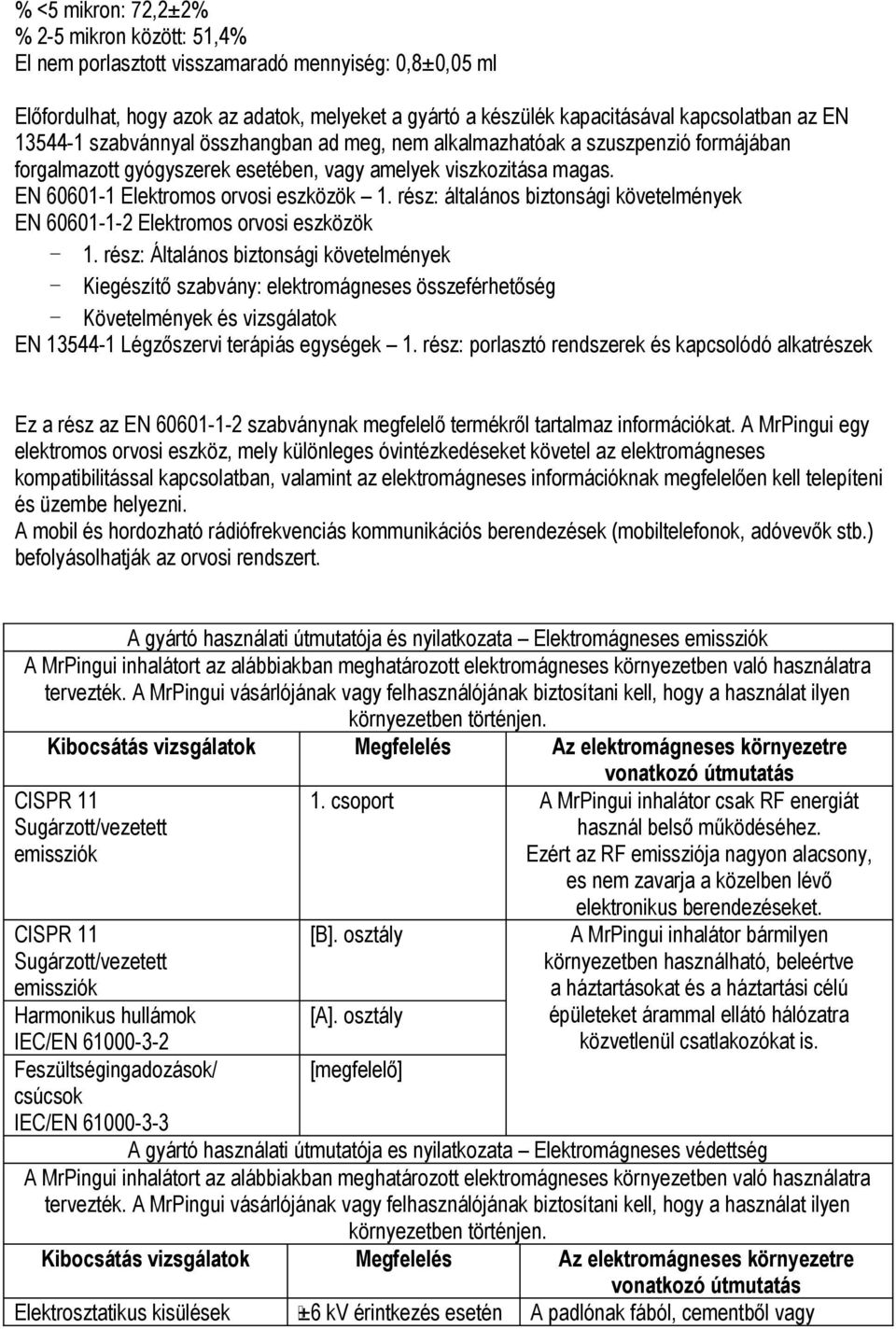 rész: általános biztonsági követelmények EN 60601-1-2 Elektromos orvosi eszközök - 1.