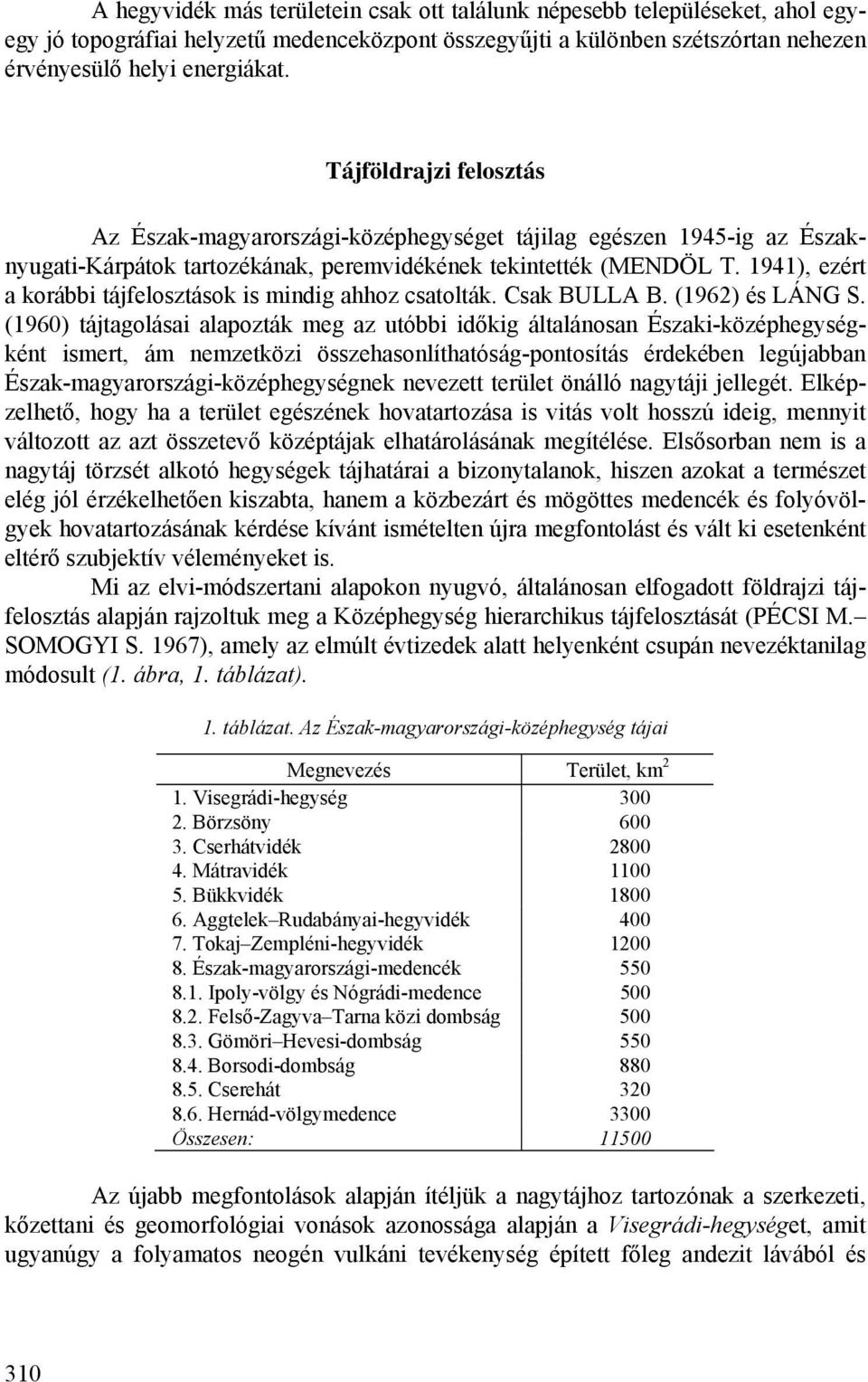 1941), ezért a korábbi tájfelosztások is mindig ahhoz csatolták. Csak BULLA B. (1962) és LÁNG S.