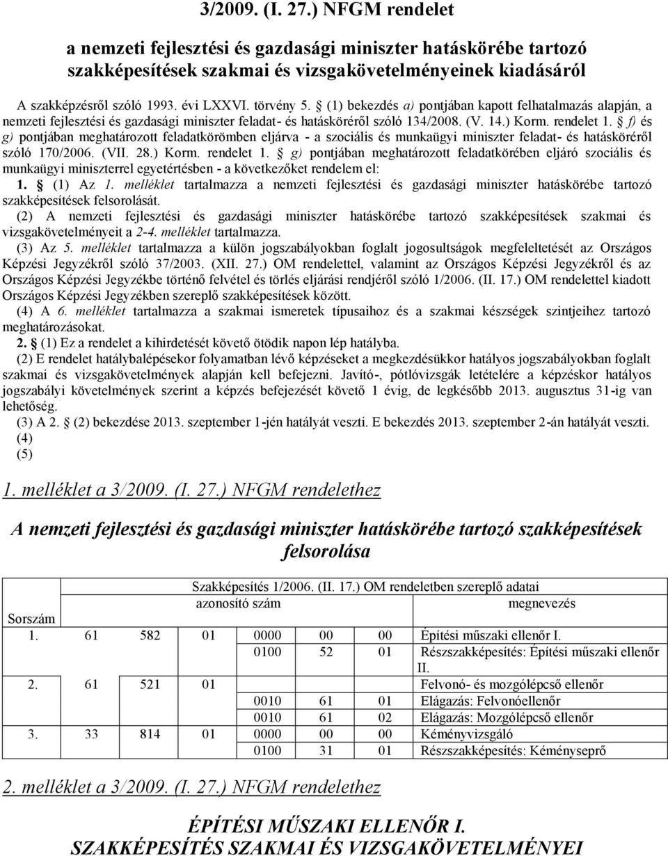 f) és g) pontjában meghatározott feladatkörömben eljárva - a szociális és munkaügyi miniszter feladat- és hatásköréről szóló 170/2006. (VII. 28.) Korm. rendelet 1.