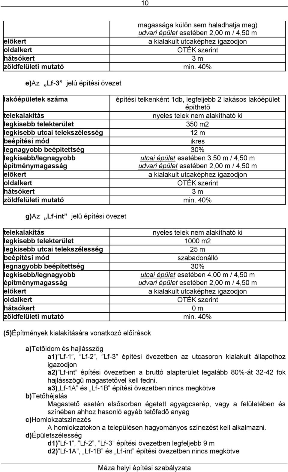 legkisebb utcai telekszélesség 12 m beépítési mód ikres legnagyobb beépítettség 30% legkisebb/legnagyobb építménymagasság utcai épület esetében 3,50 m / 4,50 m udvari épület esetében 2,00 m / 4,50 m