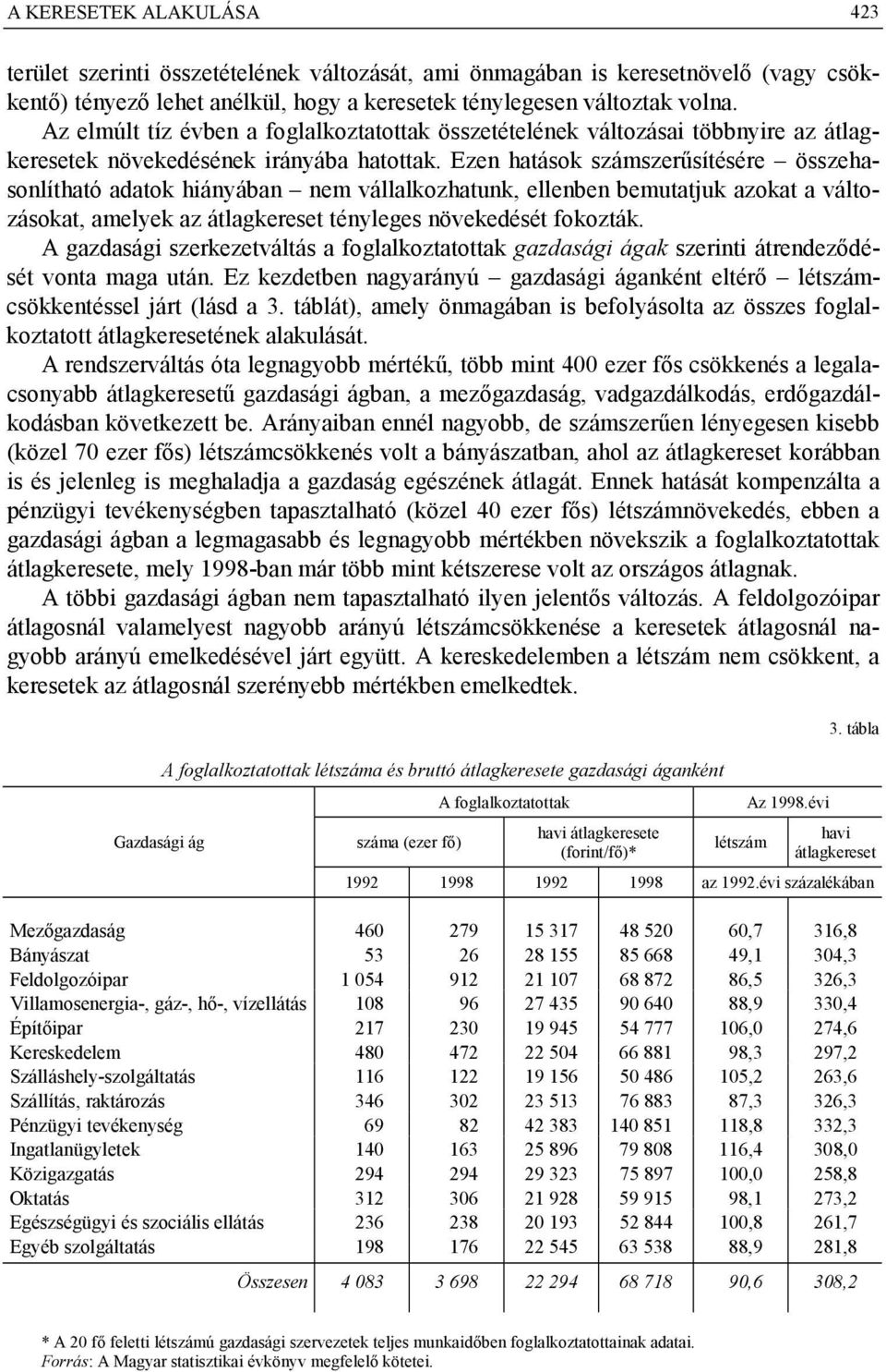 Ezen hatások számszerűsítésére összehasonlítható adatok hiányában nem vállalkozhatunk, ellenben bemutatjuk azokat a változásokat, amelyek az átlagkereset tényleges növekedését fokozták.