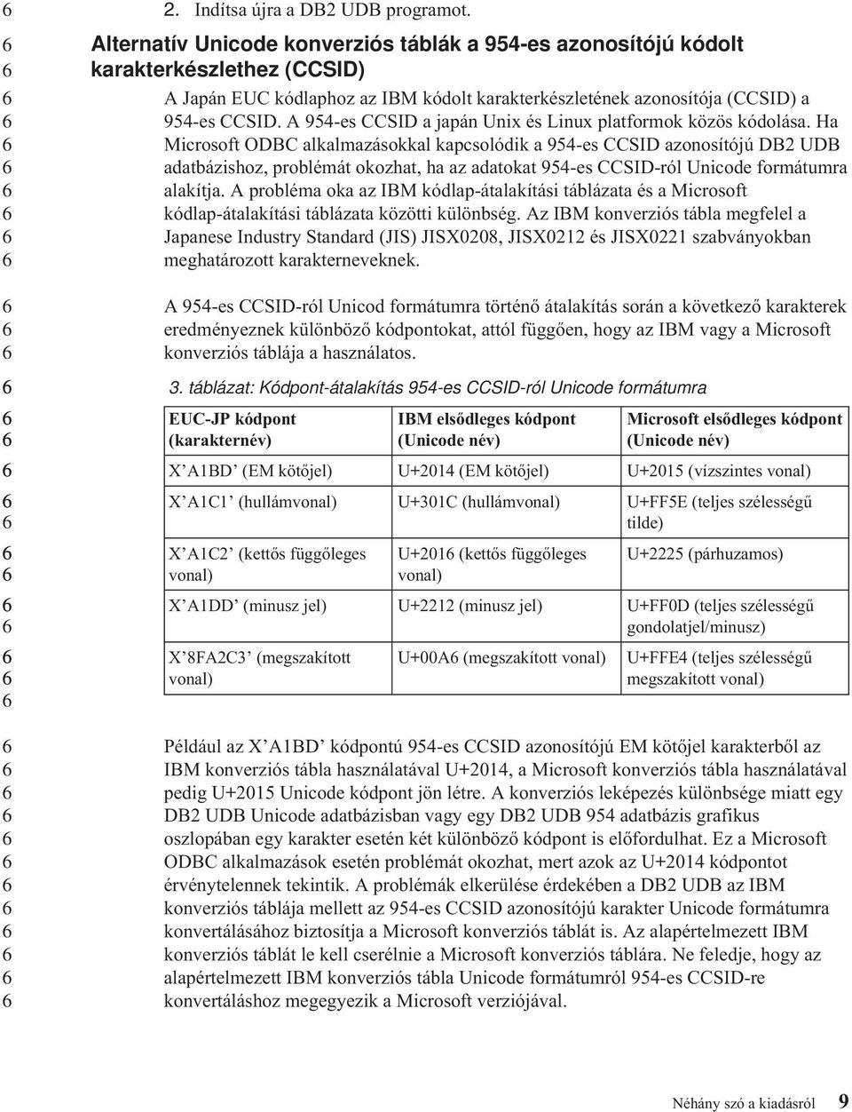 A 9-es CCSID a japán Unix és Linux platformok közös kódolása.