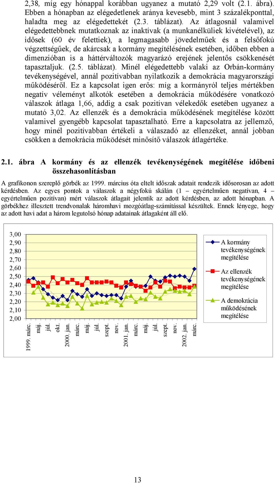 kormány megítélésének esetében, időben ebben a dimenzióban is a háttérváltozók magyarázó erejének jelentős csökkenését tapasztaljuk. (2.5. táblázat).