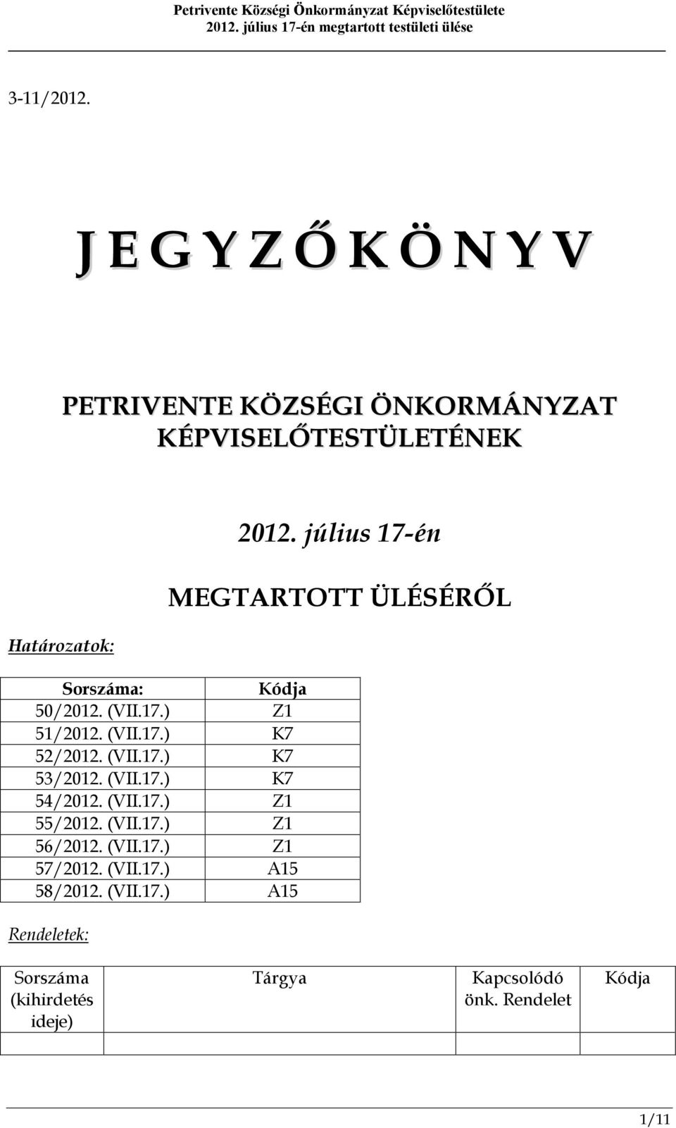 (VII.17.) K7 54/2012. (VII.17.) Z1 55/2012. (VII.17.) Z1 56/2012. (VII.17.) Z1 57/2012. (VII.17.) A15 58/2012.