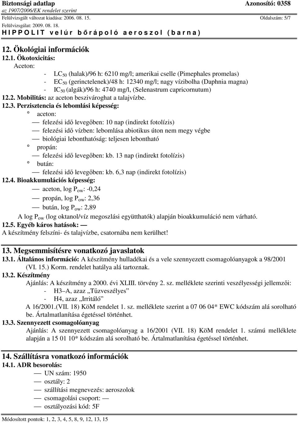 . Ökológiai információk 12