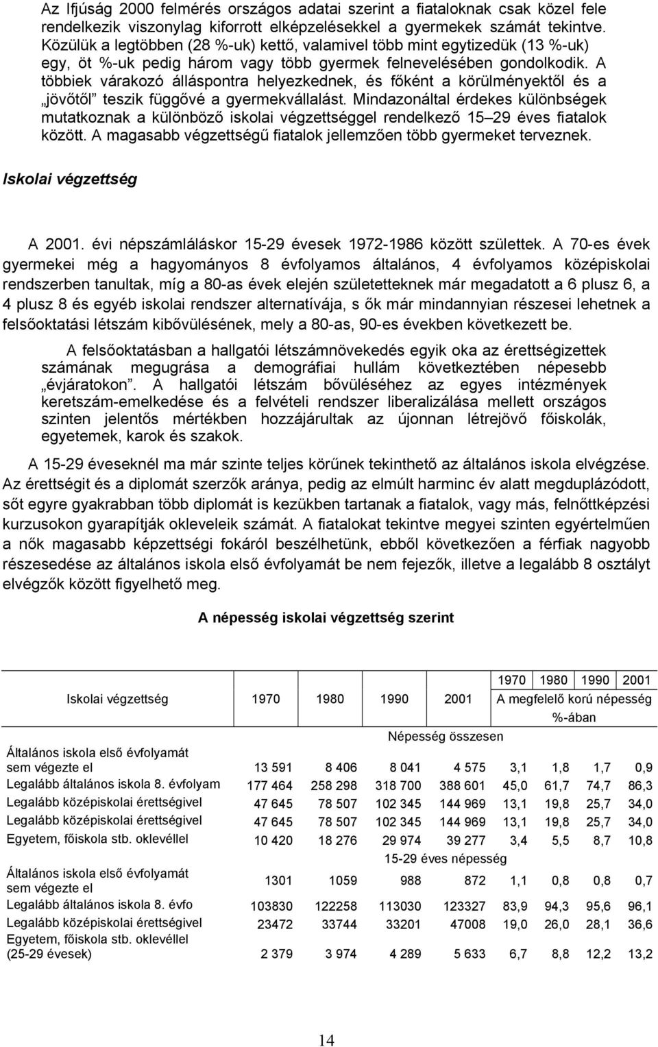 A többiek várakozó álláspontra helyezkednek, és főként a körülményektől és a jövőtől teszik függővé a gyermekvállalást.