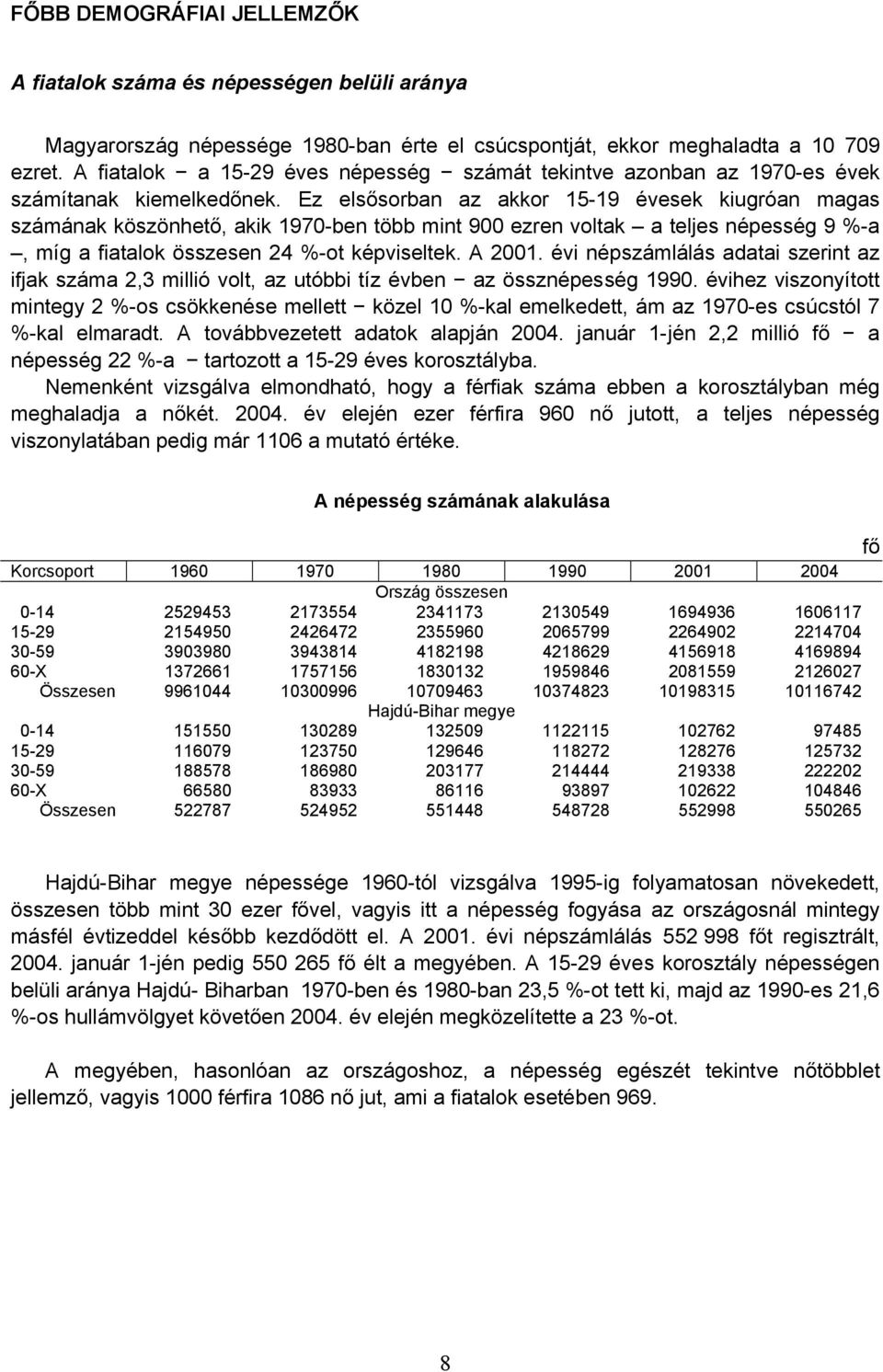 Ez elsősorban az akkor 15-19 évesek kiugróan magas számának köszönhető, akik 1970-ben több mint 900 ezren voltak a teljes népesség 9 %-a, míg a fiatalok összesen 24 %-ot képviseltek. A 2001.