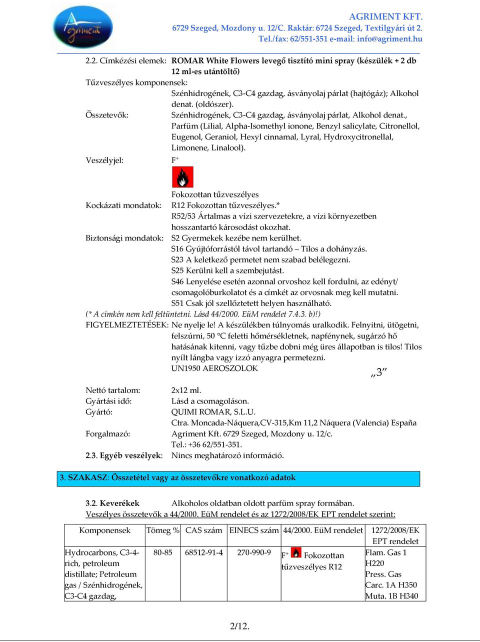 , Parfüm (Lilial, Alpha-Isomethyl ionone, Benzyl salicylate, Citronellol, Eugenol, Geraniol, Hexyl cinnamal, Lyral, Hydroxycitronellal, Limonene, Linalool).