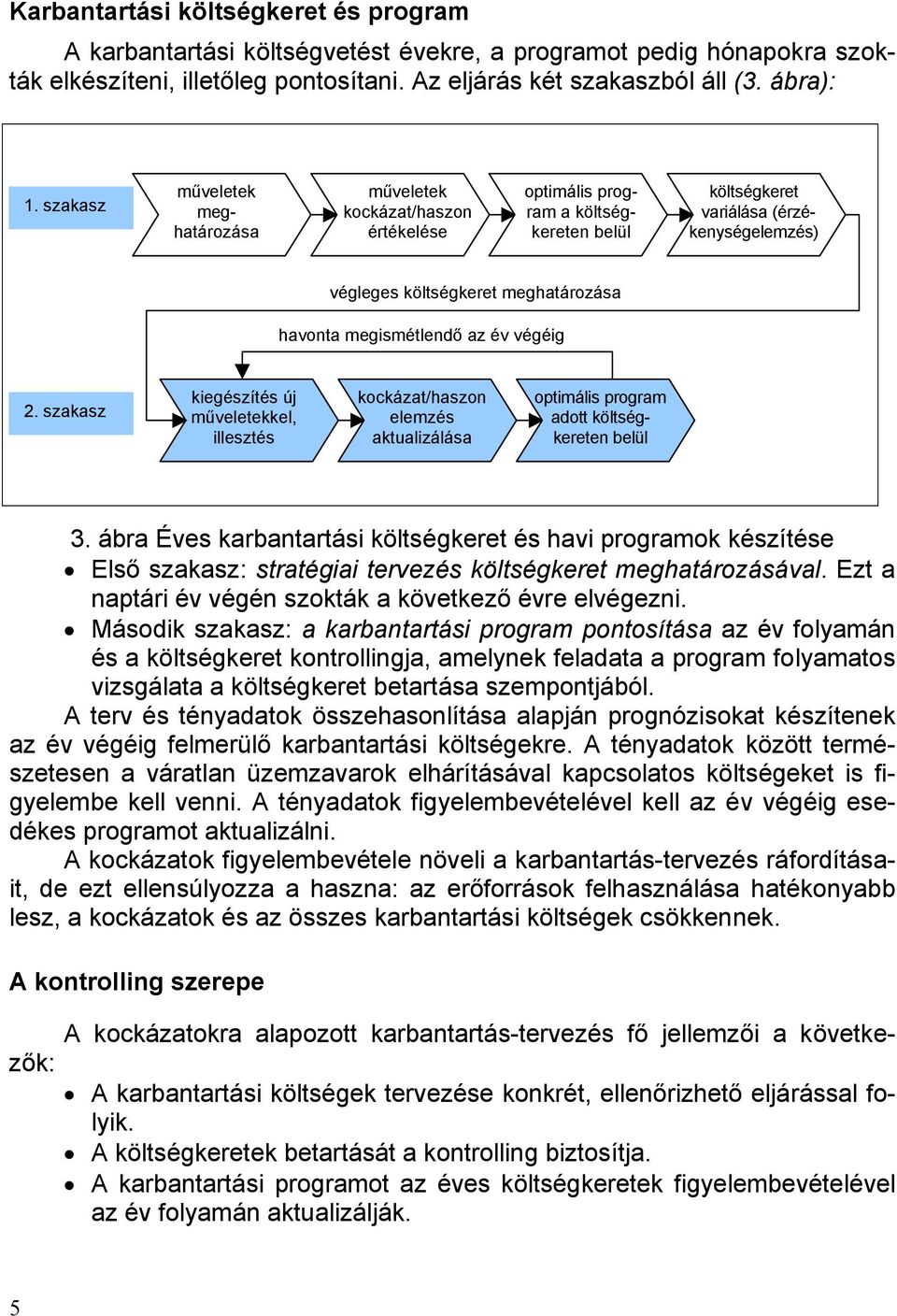 megismétlendő az év végéig 2. szakasz kiegészítés új műveletekkel, illesztés kockázat/haszon elemzés aktualizálása optimális program adott költségkereten belül 3.