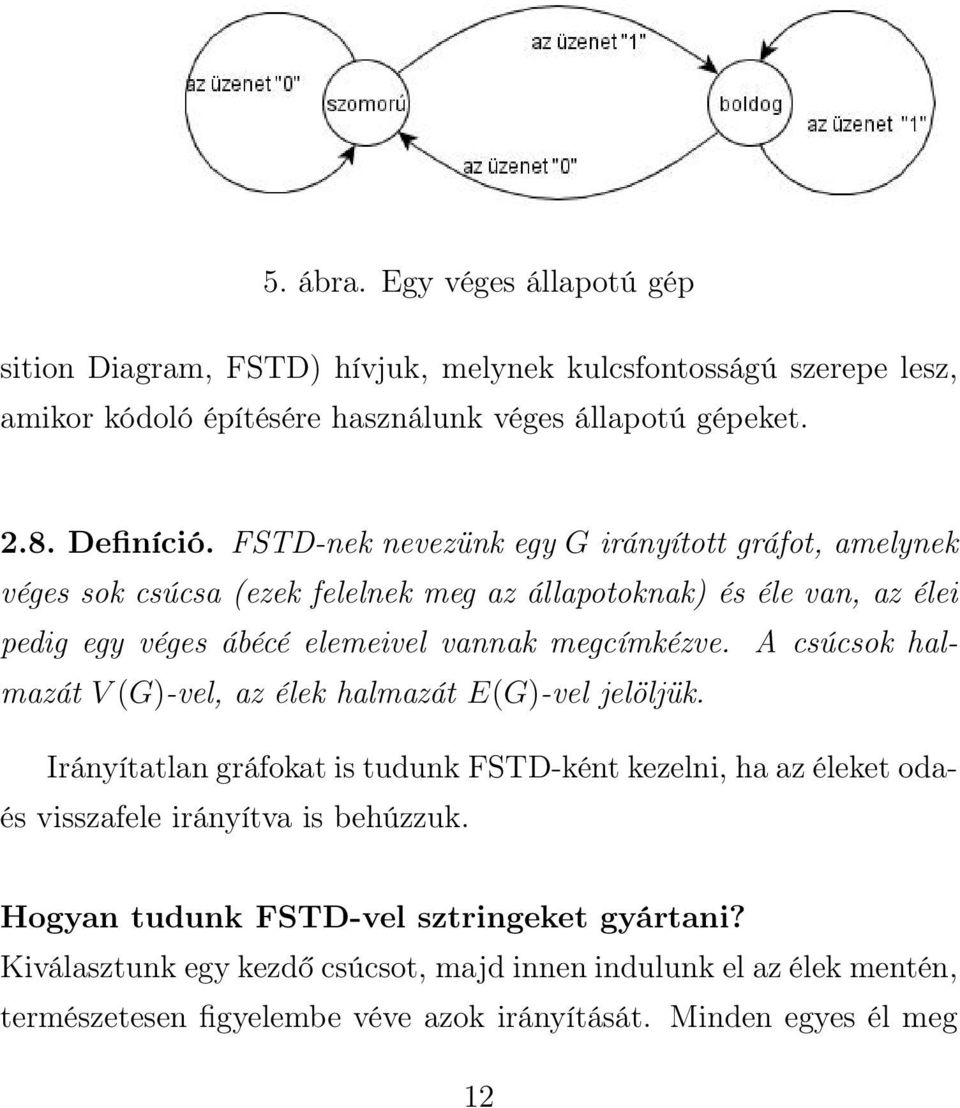 A csúcsok halmazát V (G)-vel, az élek halmazát E(G)-vel jelöljük. Irányítatlan gráfokat is tudunk FSTD-ként kezelni, ha az éleket odaés visszafele irányítva is behúzzuk.