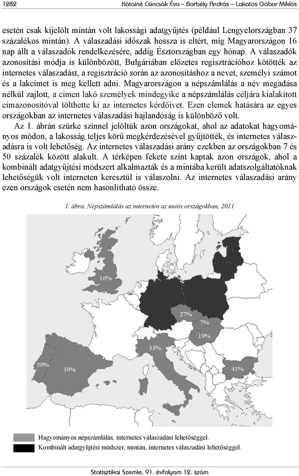 A válaszadók azonosítási módja is különbözött, Bulgáriában előzetes regisztrációhoz kötötték az internetes válaszadást, a regisztráció során az azonosításhoz a nevet, személyi számot és a lakcímet is