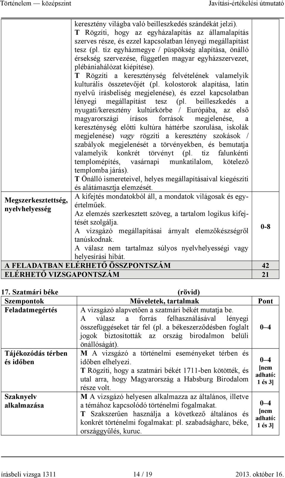 tíz egyházmegye / püspökség alapítása, önálló érsekség szervezése, független magyar egyházszervezet, plébániahálózat kiépítése).