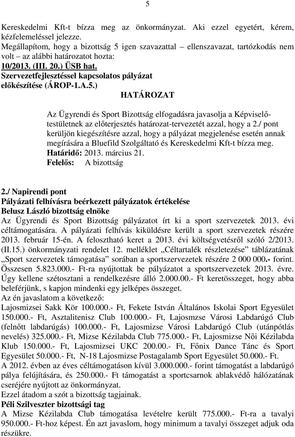 Szervezetfejlesztéssel kapcsolatos pályázat elıkészítése (ÁROP-1.A.5.