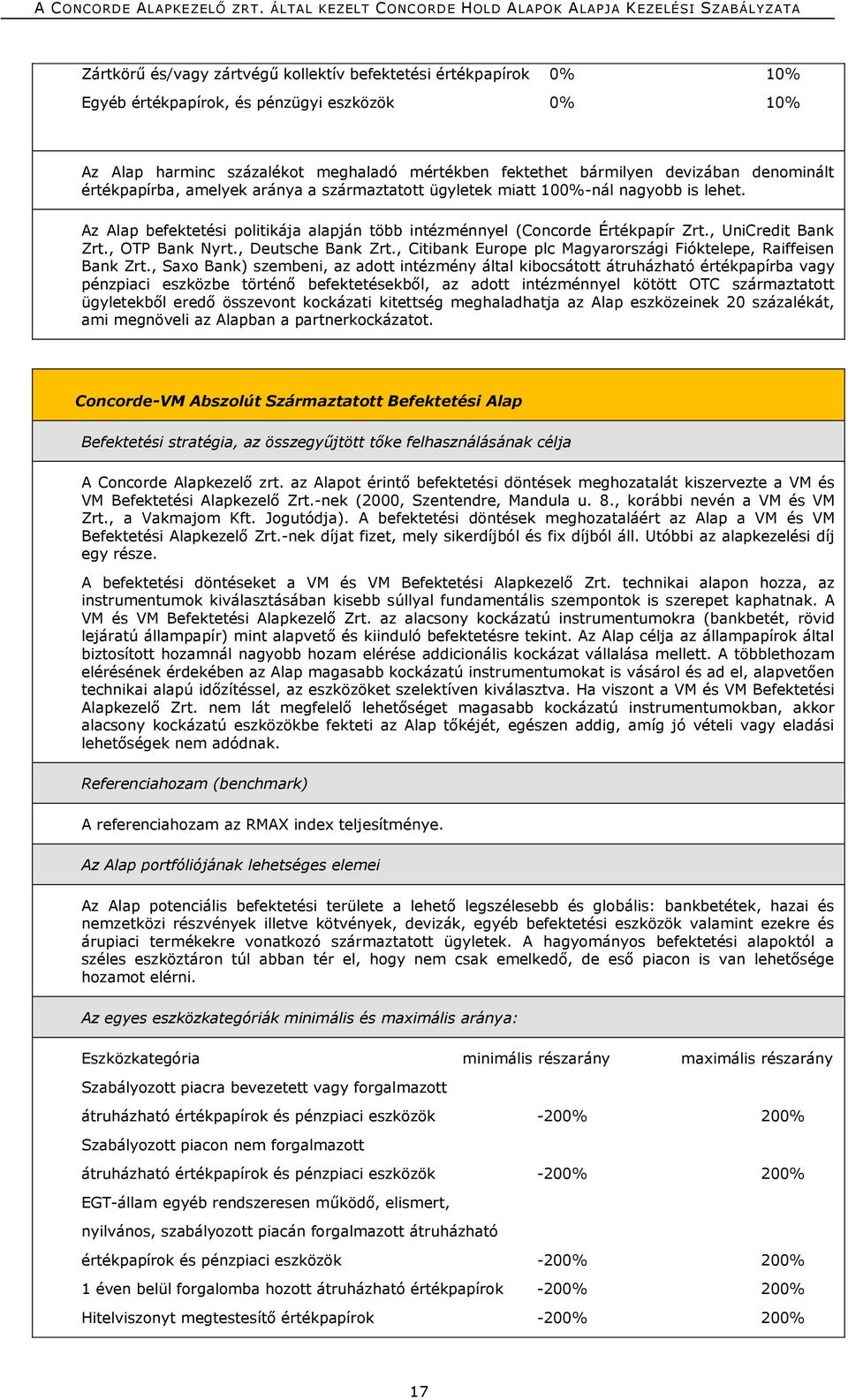 , UniCredit Bank Zrt., OTP Bank Nyrt., Deutsche Bank Zrt., Citibank Europe plc Magyarországi Fióktelepe, Raiffeisen Bank Zrt.