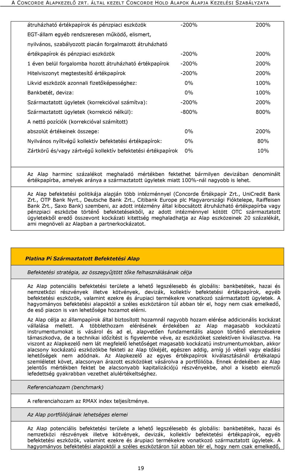 0% 100% Származtatott ügyletek (korrekcióval számítva): -200% 200% Származtatott ügyletek (korrekció nélkül): -800% 800% A nettó pozíciók (korrekcióval számított) abszolút értékeinek összege: 0% 200%